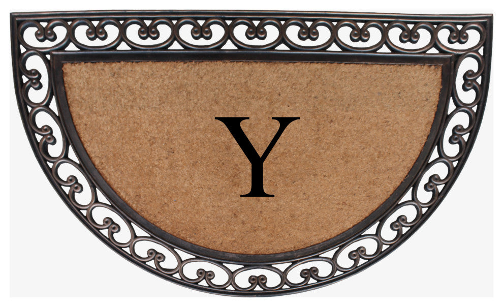 A1HC Natural Coir Monogrammed Door Mat For Front Door, 30"x48", Y