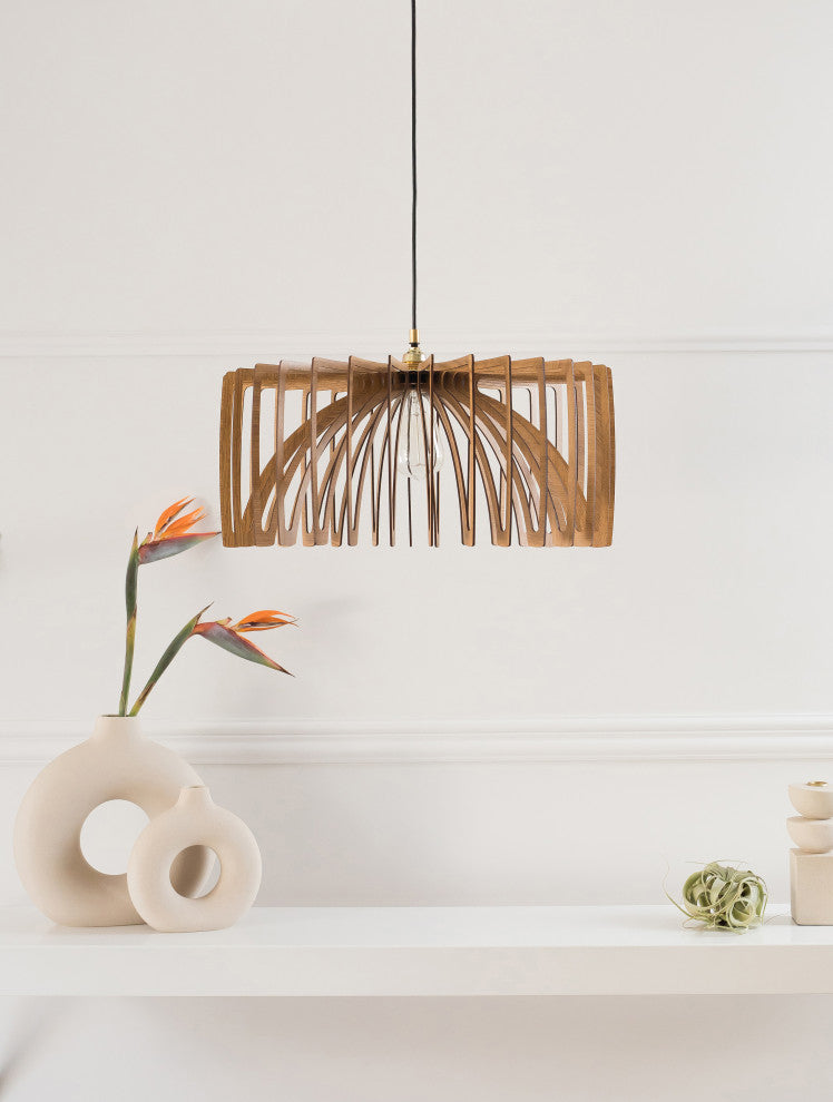 Original Modern 1-Light Pendant 20" Diameter Smooth Wood finish