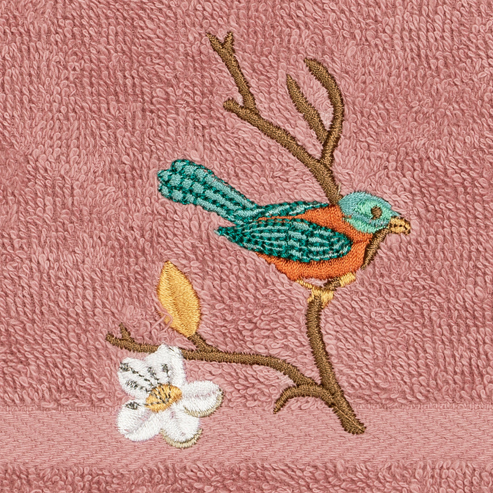 Linum Home Textiles Spring Time Embellished, Tea Rose, Washcloth, Single