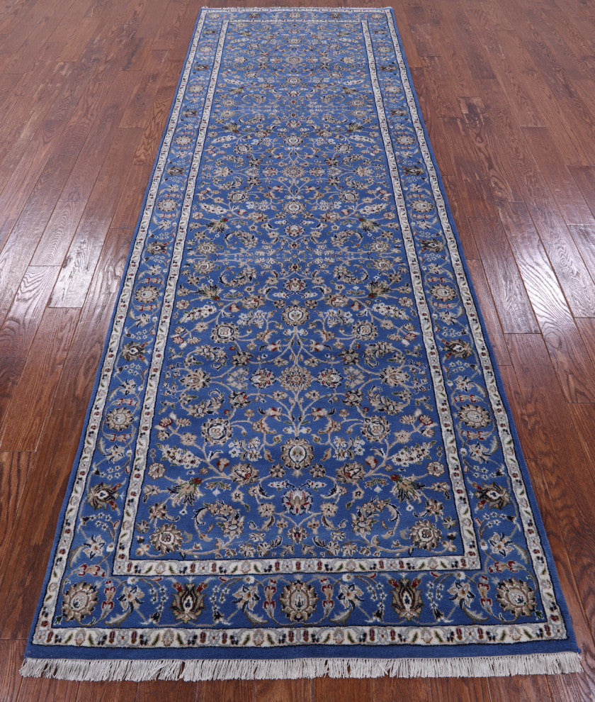 Runner Wool & Silk Persian Nain Hand-Knotted Rug 4' 1" X 12' 1" - Q13150