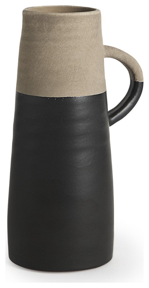 10" Rustic Organic Black and Natural Decorative Jug