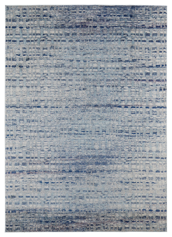Weave & Wander Adelmo Abstract Contemporary Rug, Blue/Ivory, 3'x5'