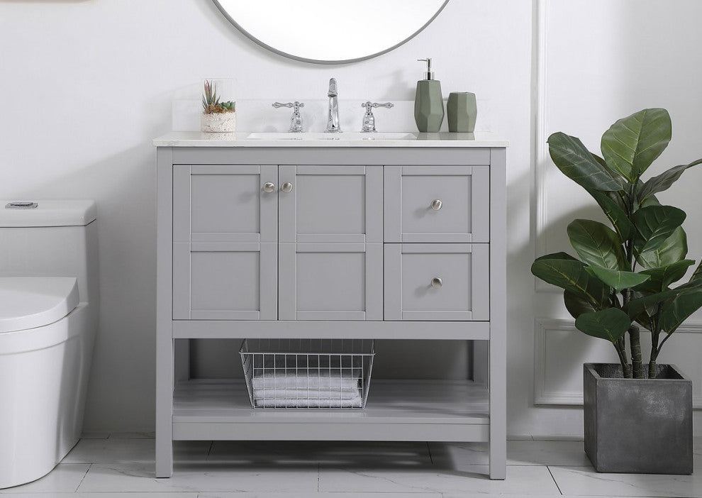 Elegant Decor Theo Bathroom Vanity Gray