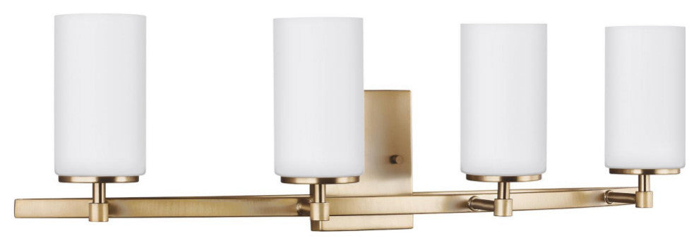 Sea Gull Lighting Alturas 4 Lt Bath Light, Brass/Etched/White - 4424604EN3-848