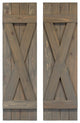 X Board and Batten Exterior Shutters Pair, Stone Gray, 72"