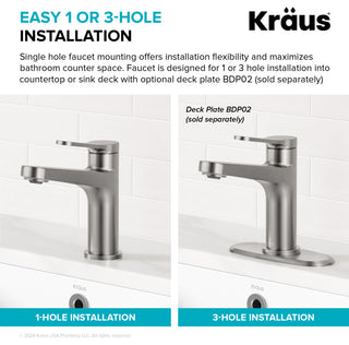 KRAUS Indy Single Handle Basin Bathroom Faucet Chrome, Pop Up Drain