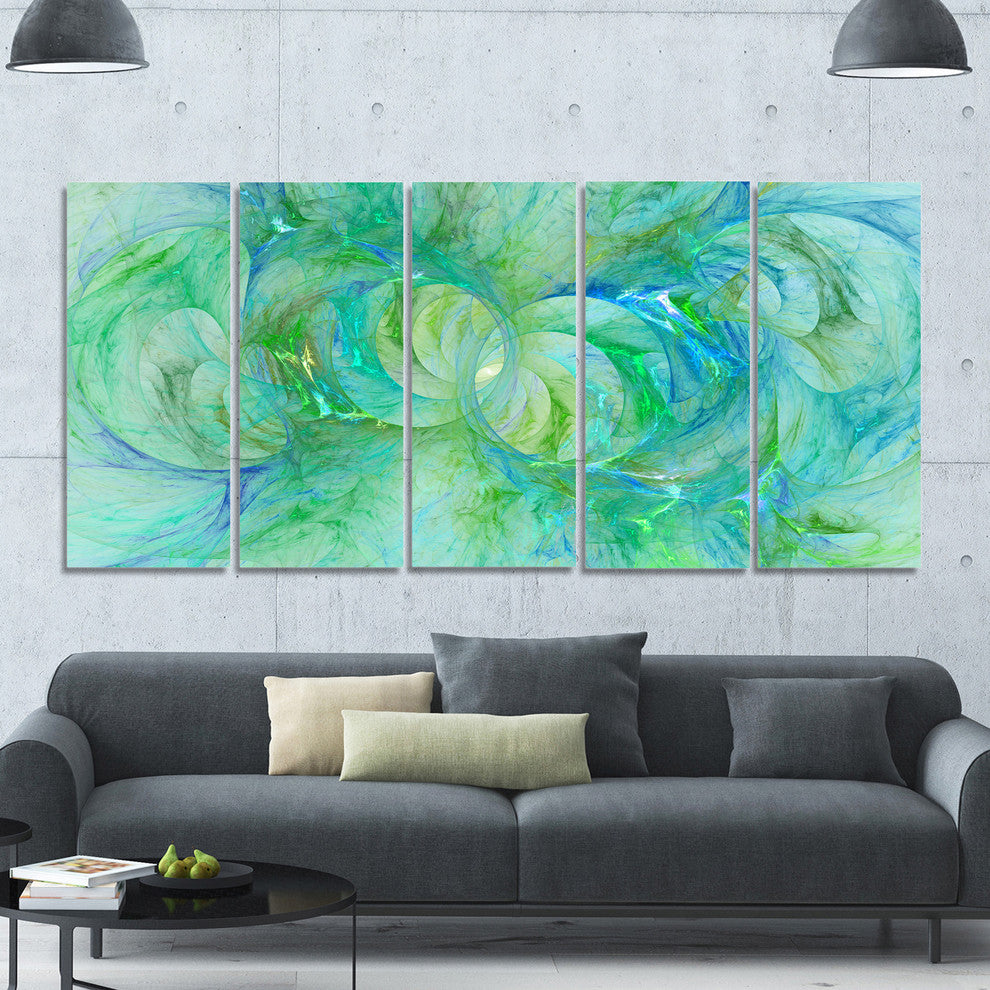 Snow Fractal Glass Texture, Abstract Canvas Art Print, 60"x28", 5 Panels