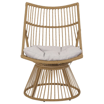 Apulia Outdoor Wicker Club Chairs With Cushions, Set of 2, Beige