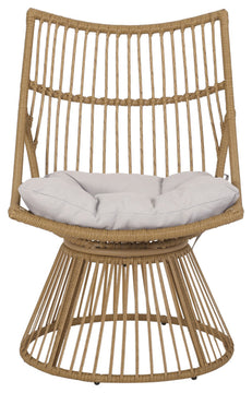 Apulia Outdoor Wicker Club Chairs With Cushions, Set of 2, Beige
