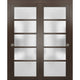 Sliding Frosted Glass Bypass Doors 84 x 80, Quadro 4002 Chocolate Ash, Rail