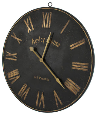 Iron Wall Clock, Black, Gold