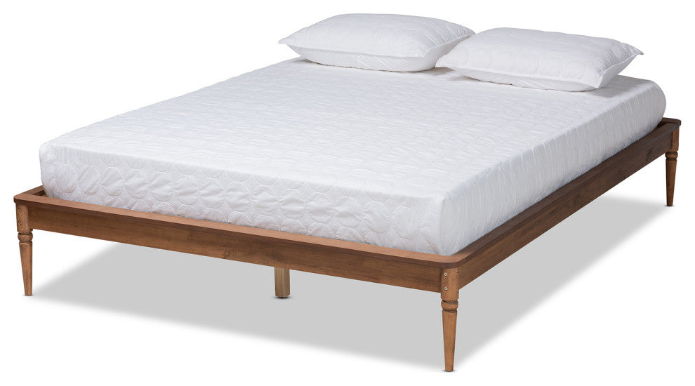 Starr Traditional Queen Size Bed Frame, Walnut Brown