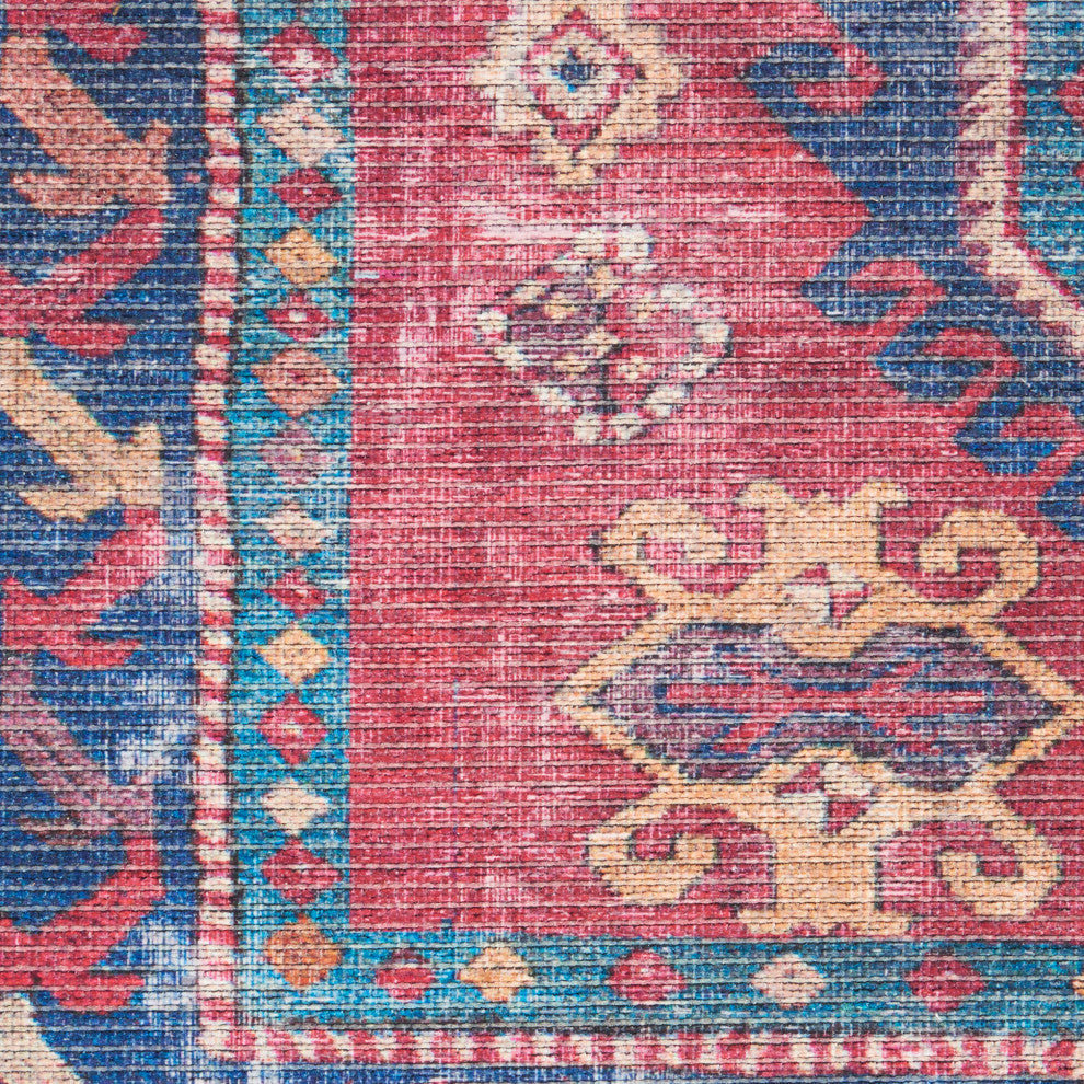 Nicole Curtis Nc Series 1 5' x 7' Red/Navy Machine Washable Area Rugs