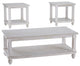 Benzara BM190134 Plank Style Table Set with Lower Shelf & Bun Feet, S/3, White