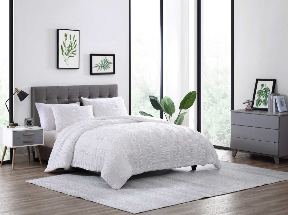 The Nesting Company Elm 3 Piece Comforter Set - King - White