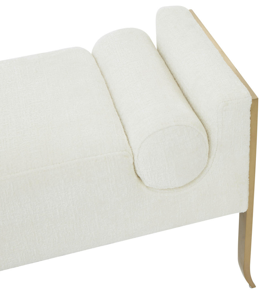 Ines Cream Textured Velvet Bench