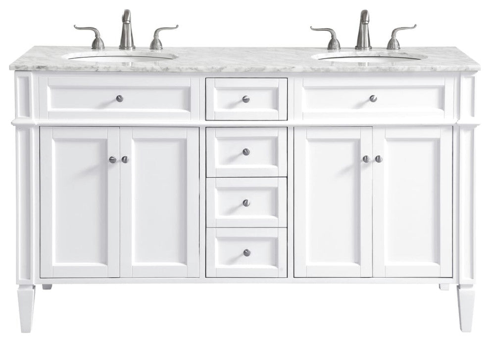 60" Double Bathroom Vanity Set In White