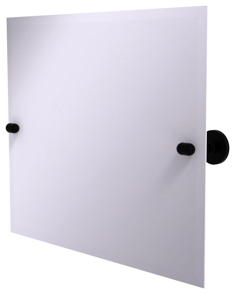 Frameless Landscape Beveled Edge Tilt Mirror, Matte Black