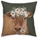 Painterly Floral Cow 18"x18" Spun Poly Pillow