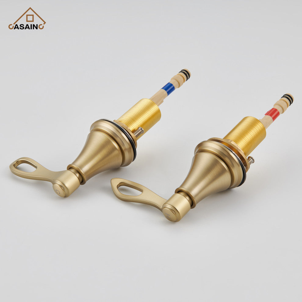 8in Brass Bathroom Sink Faucet 3 Hole Gold Bathroom Faucet 2 Handle Gold Faucet, Brushed Gold