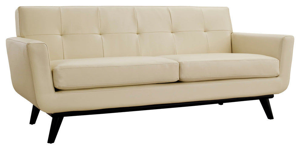 Modway Engage 2 Piece Leather Living Room Set, Beige