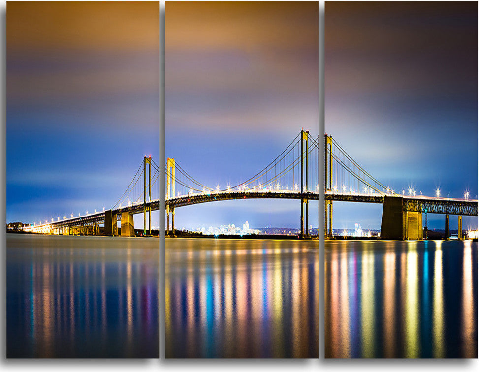"Delaware Memorial Bridge Panorama" Metal Wall Art, 3 Panels, 36"x28"