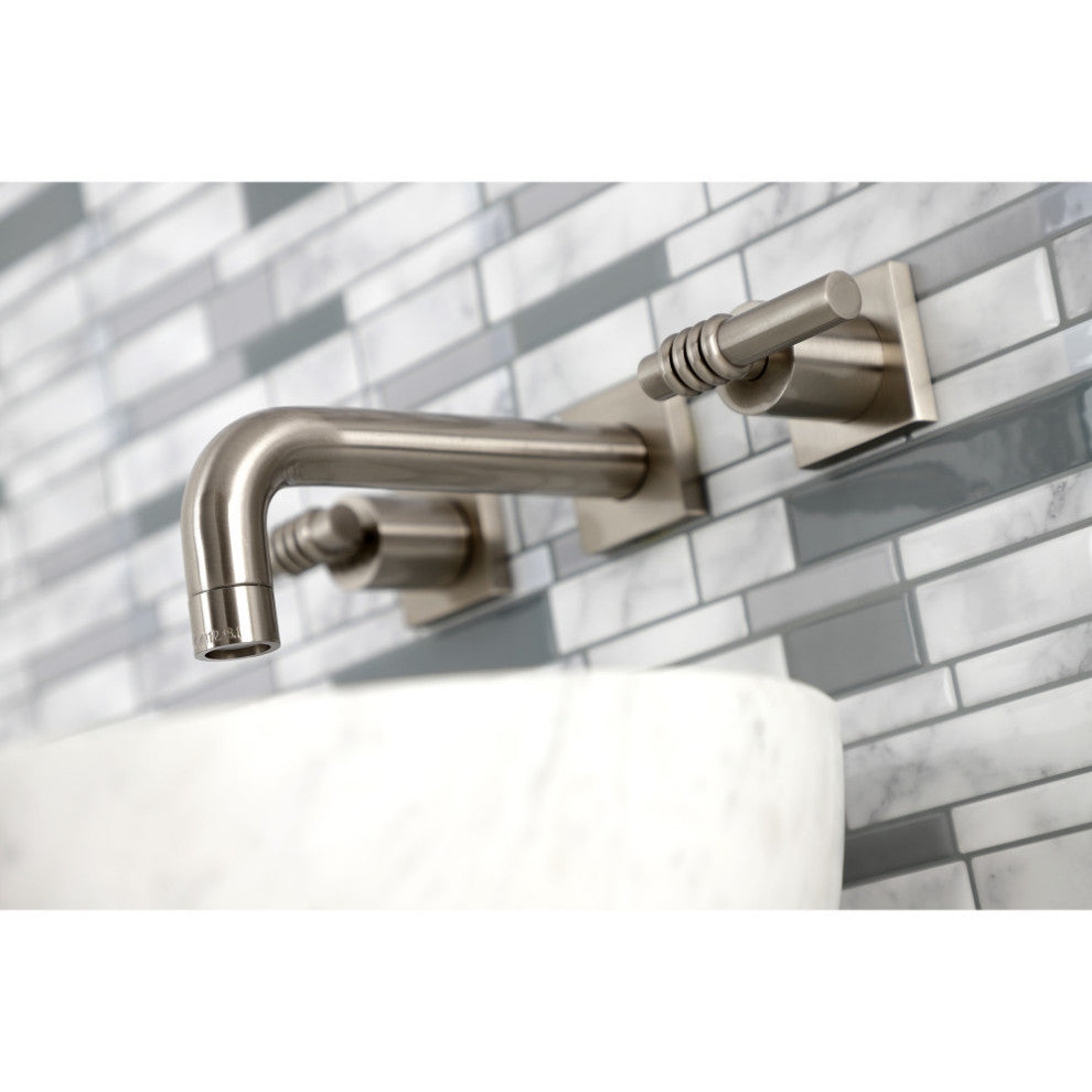 Kingston Brass KS6128ML Two-Handle Wall Mount Bathroom Faucet, Brushed Nickel