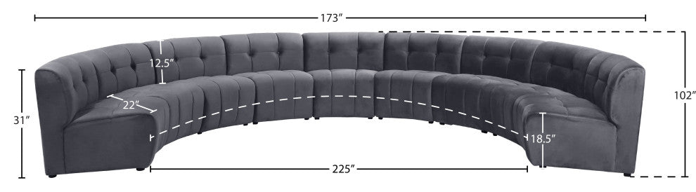 Limitless Velvet Upholstered 9-Piece Modular Sectional, Gray