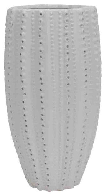 Graceful Urchin Vase In White Dotted Finish