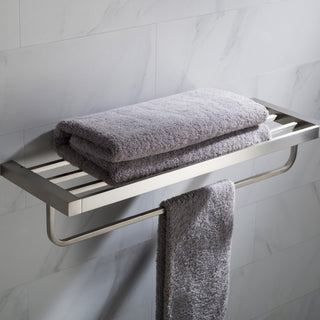 Stelios Bathroom Shelf with Towel Bar, Brushed Nickel