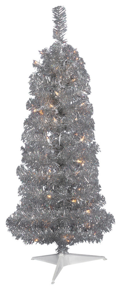 Vickerman Silver Pencil Tree, Dura-Lit LED 35 Warm White, 2'x11"