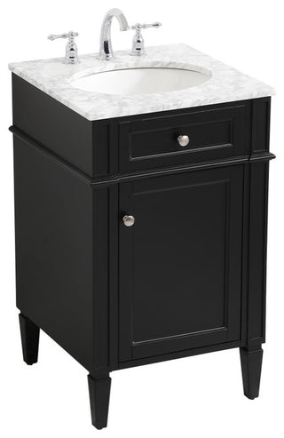 Home Living Vanity with Carrara White Marble Countertop, Black, 21", Single Sink
