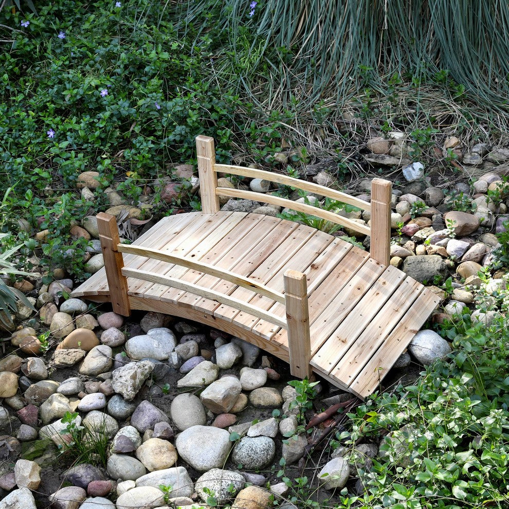Natural Cedar Garden Bridge, Natural, 4 Ft.