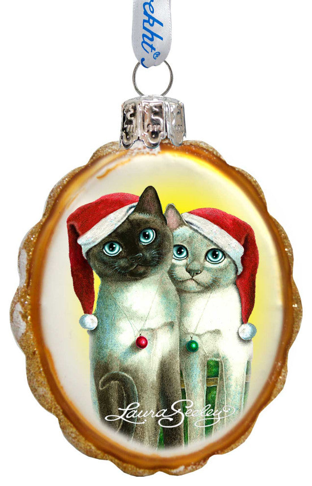 Angel Santa Cats Mercury Glass Ornament