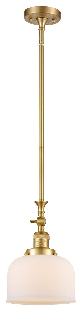 Large Bell 1 Light Mini Pendant, Satin Gold, Matte White