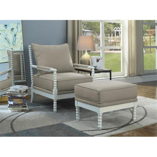 Bowery Hill 19.5' Transitional Solid Wood/Fabric Accent Chair in Beige/White