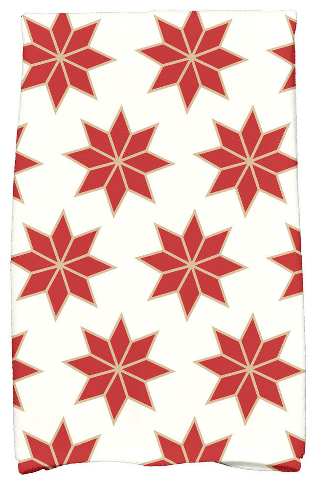 Christmas Stars 2 Holiday Geometric Print Kitchen Towel, Red