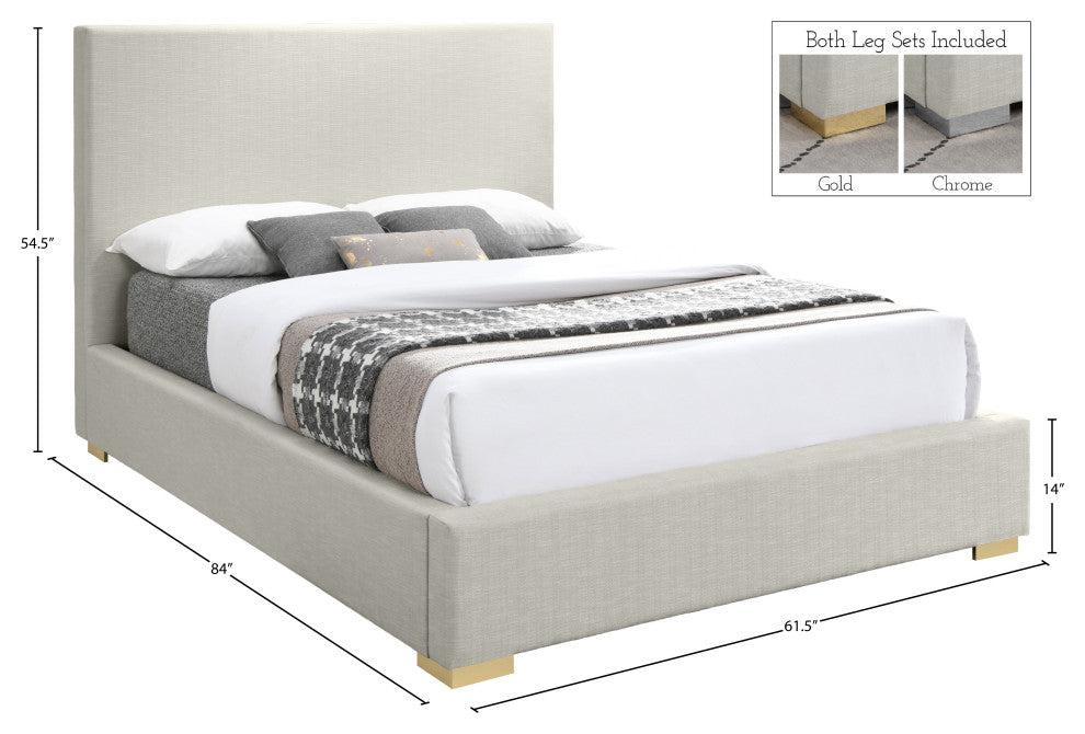 Crosby Linen Upholstered Bed, Beige, Full