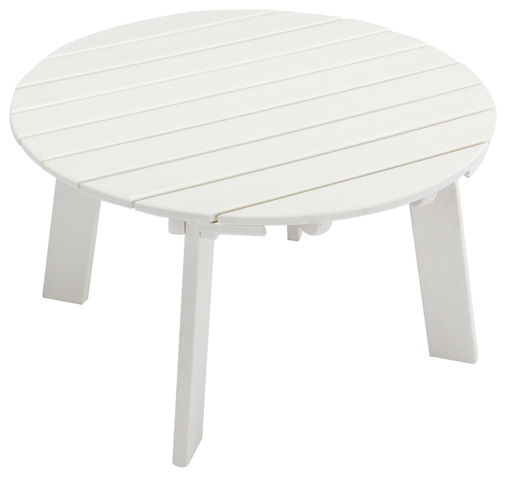 32''D Patio Outdoor Round Coffee Tables, Adirondack Table, White