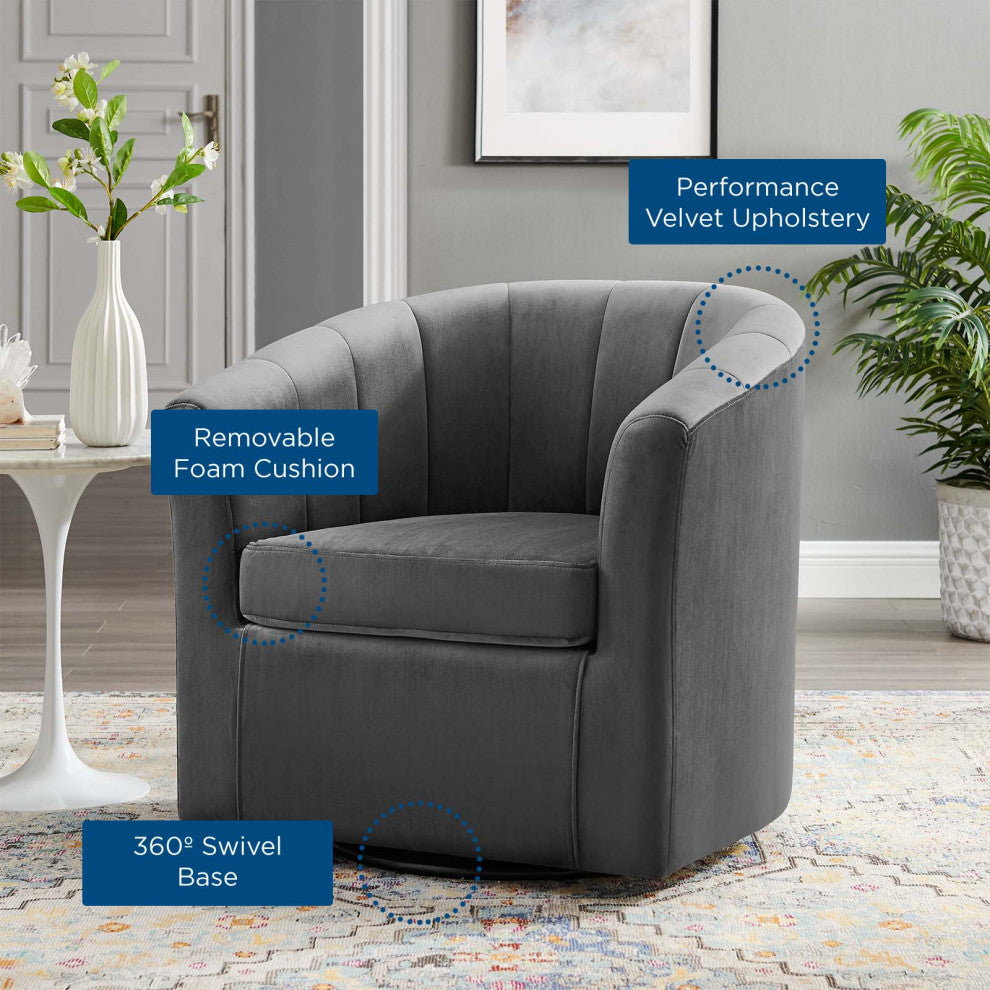 Armchair Accent Chair, Velvet, Dark Gray, Modern, Living Lounge Hospitality