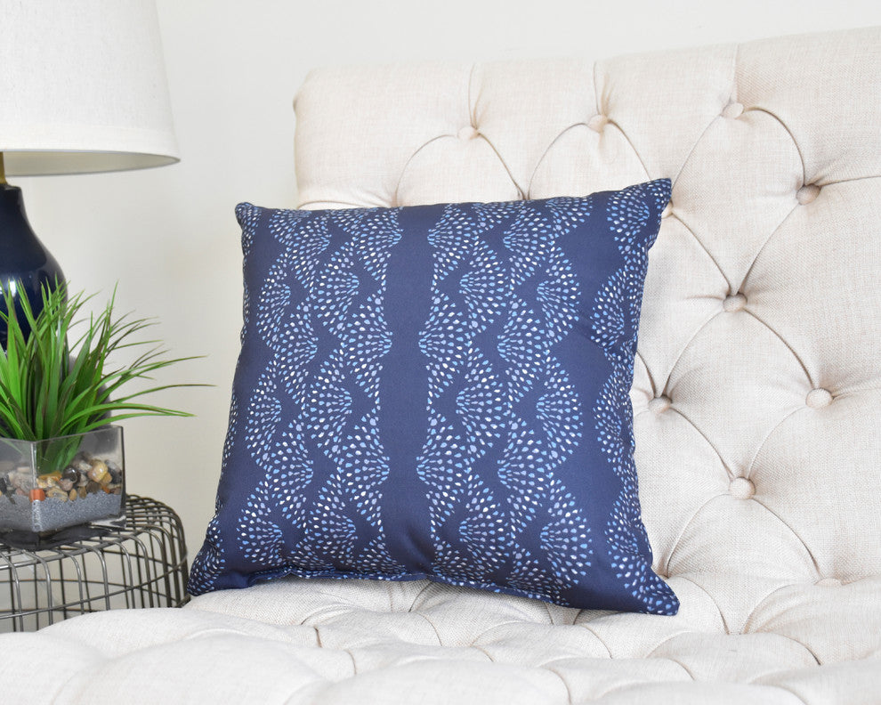 Dotted Decor 18" Blue Stripe Print Decorative Throw Pillow