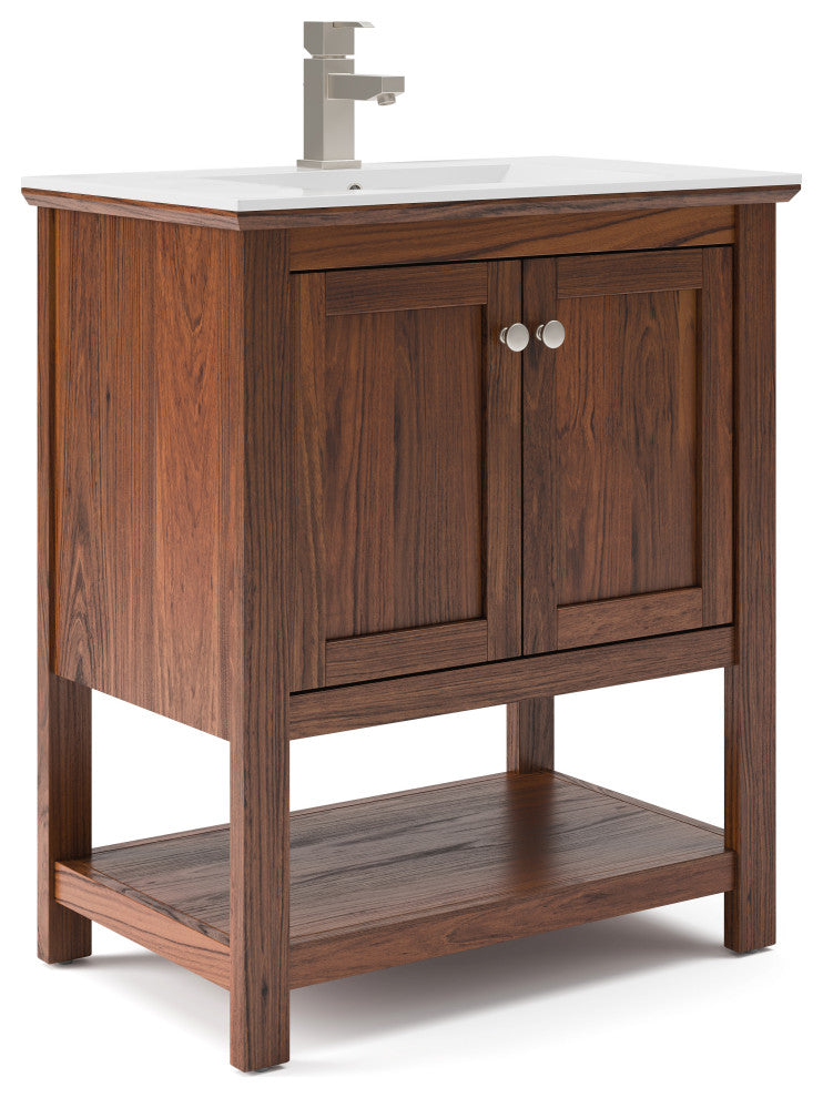 Fresca Manchester 30" Vanity, Warm Walnut