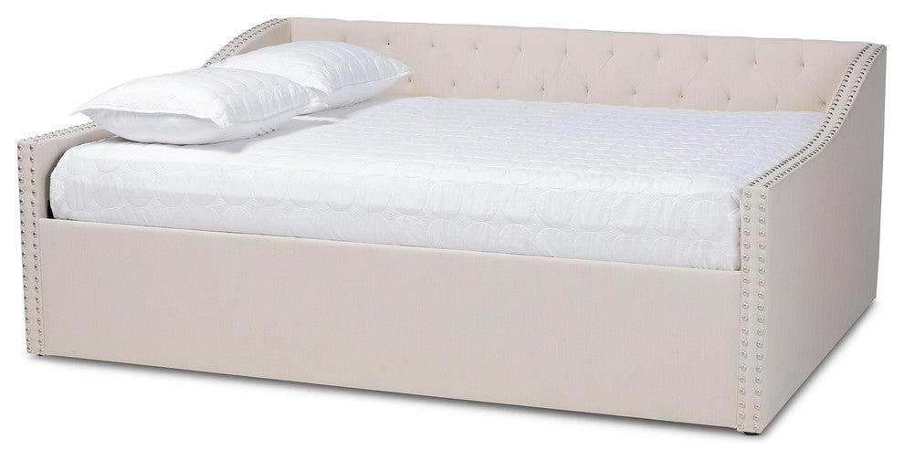 Norys Fabric Upholstered Size Daybed, Beige, Queen, Without Roll-Out