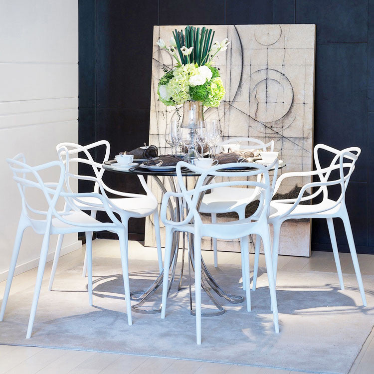 Mod Made Modern Plastic Loop Dining Chair, Set of 2, White