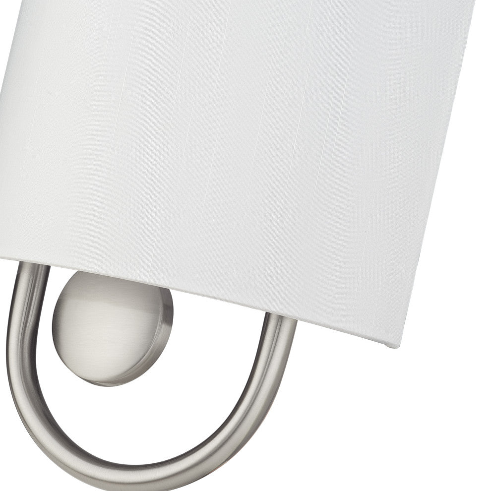 Stratton 1 Light Brushed Nickel ADA Sconce with Hand Crafted Off-White Shade