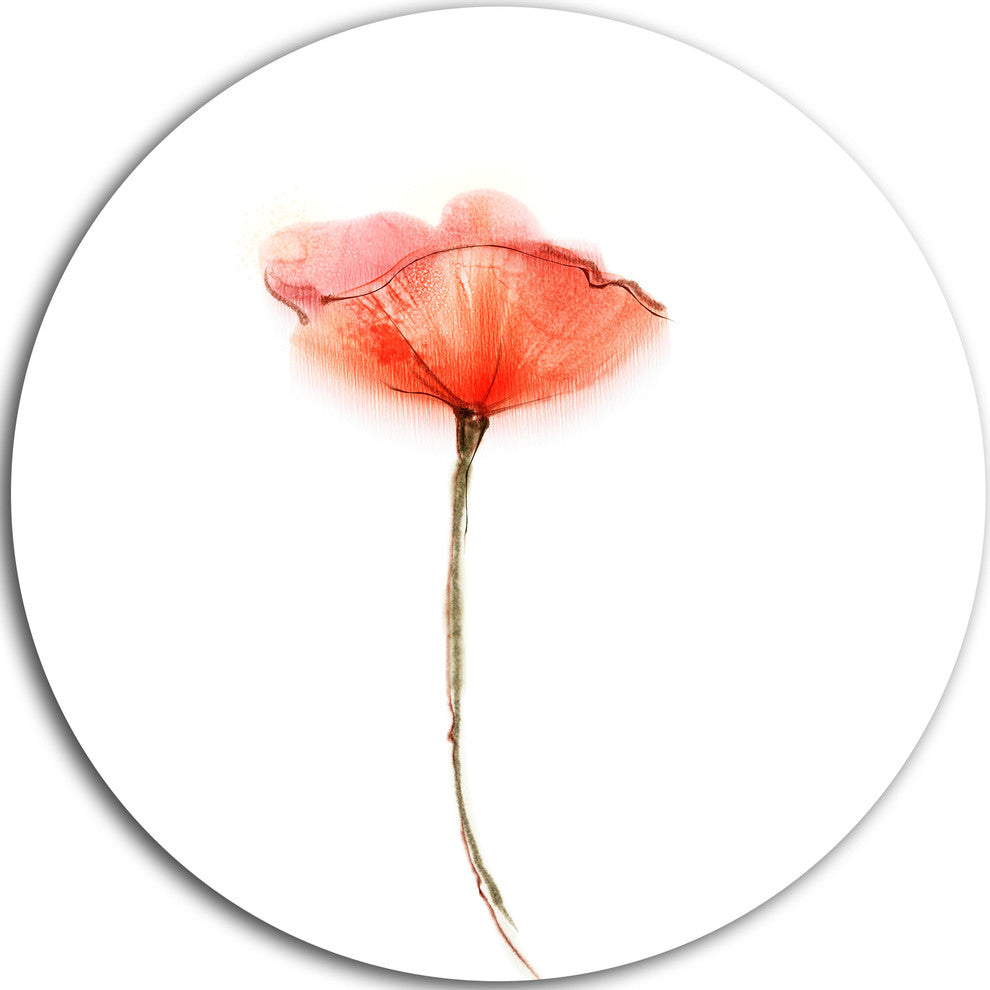 Watercolor Red Poppy Flower, Flower Large Disc Metal Wall Art, 23"