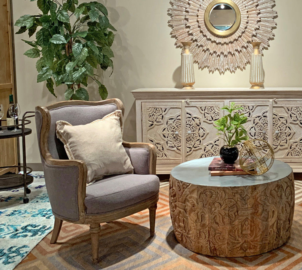 Dan Gray Linen Lounge Arm Chair