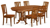7-Piece Dining Room Set, Table and 6 Chairs Without Cushion, Saddle Brown
