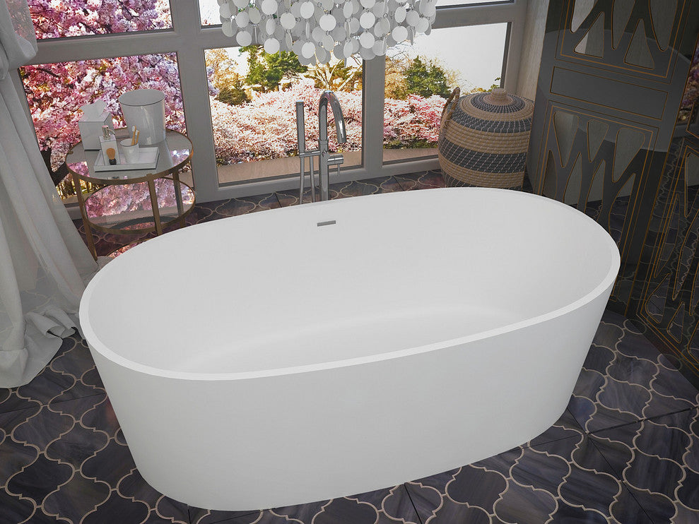 ANZZI Bellentin 5.1-ft Solid Surface Freestanding Tub, Matte White