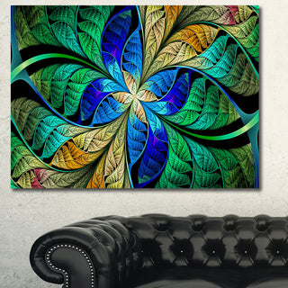 Blue Green Fractal Flower Petals, Abstract Canvas Art Print, 40x30